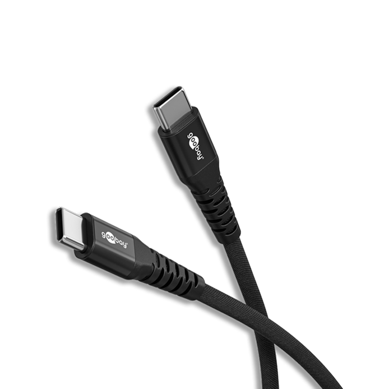 TOLERATE USB-C TEXTILE CABLE 1M POWERED BY GOOBAY BLK