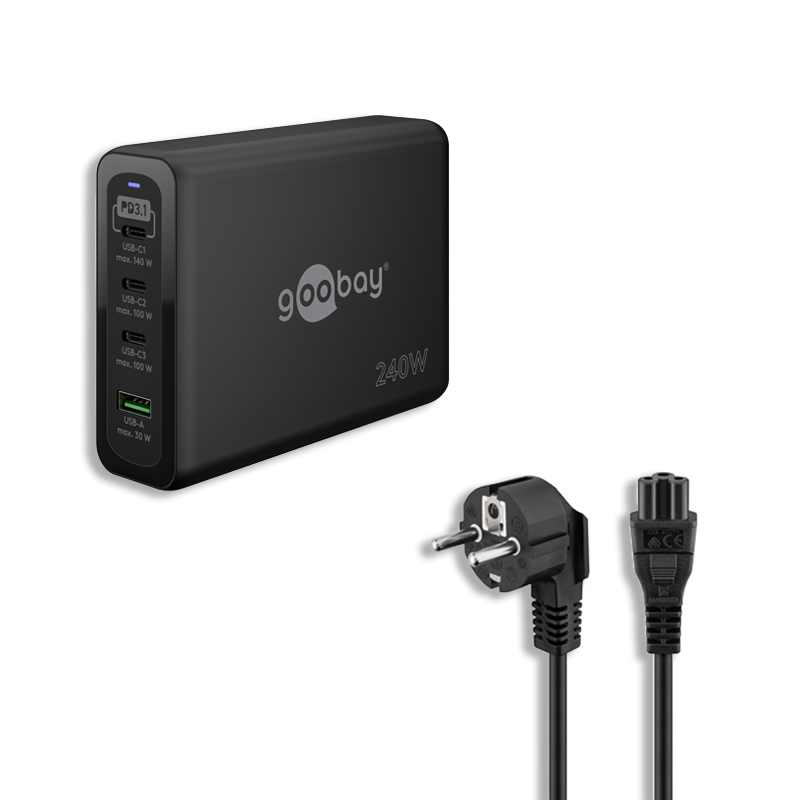 TOLERATE USB-C PD GaN MULTI PORT FAST CHARGER (240W) POWERED BY GOOBAY BLK - Bild 2