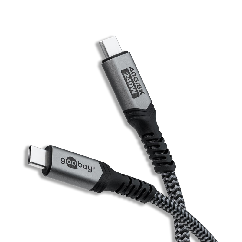 TOLERATE USB-C TEXTILE CABLE (240W) 1,8M POWERED BY GOOBAY GREY/BLK