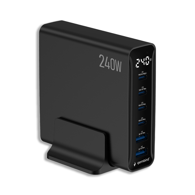 TOLERATE GEMBIRD 6 PORT (240W) GaN USB FAST CHARGER BLK - Bild 2